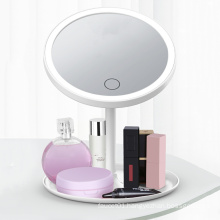 Custom logo round glass cosmetic mirror makeup decorative led smart makeup mirror with light